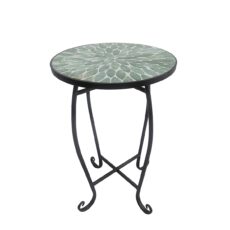 5029936998057 1 Mosaic Leaf Design Metal Garden Side Table.jpg